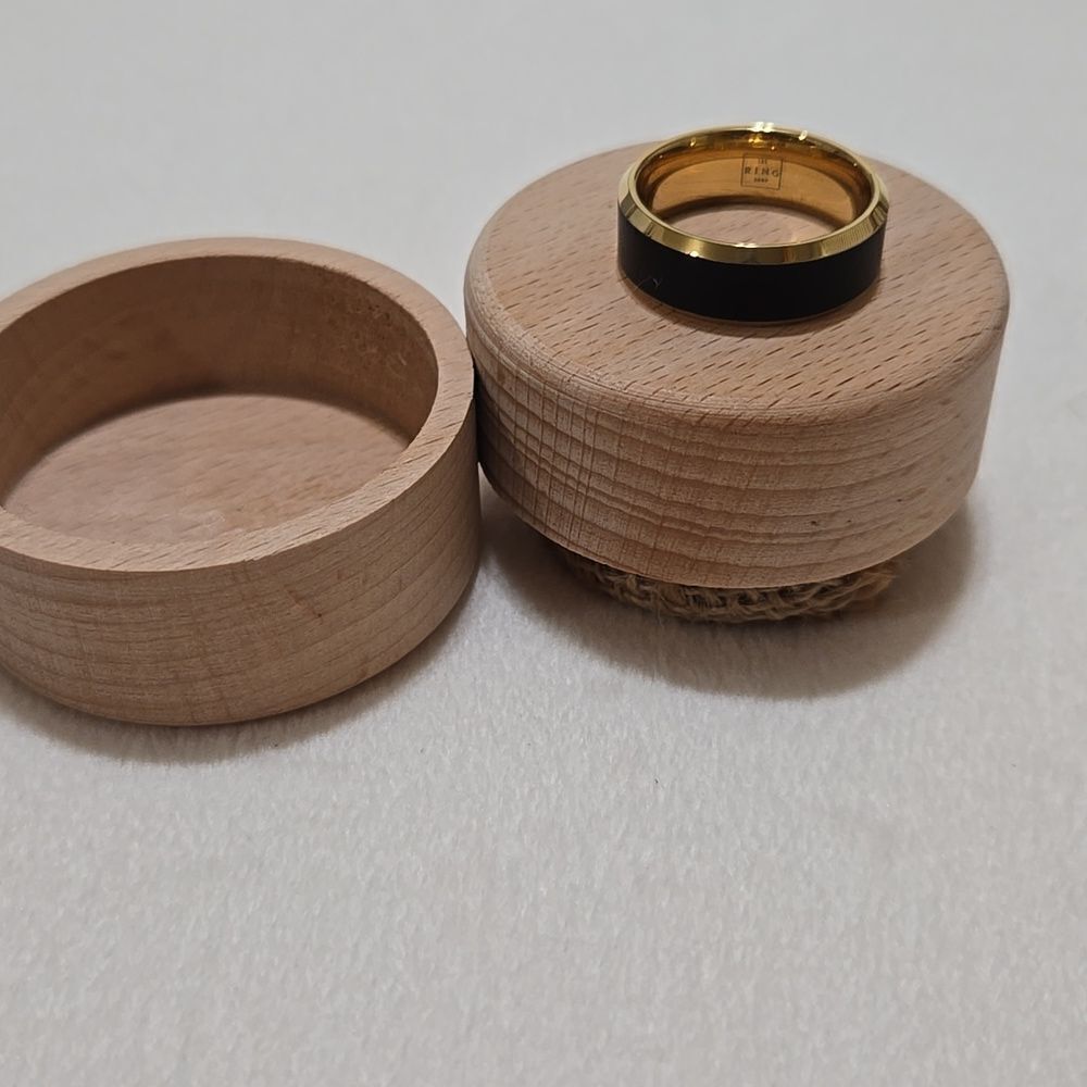Gold and Black Tungsten Men's Ring - Picture 6 of 8